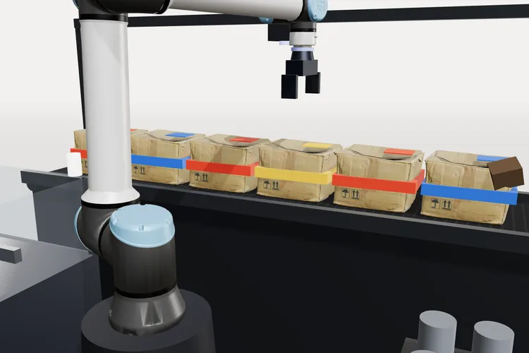 The arm over the conveyor, under the inspection camera